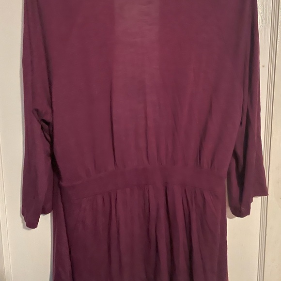 Burgundy Lightweight 3/4 sleeve open front cardigan - Picture 2 of 4